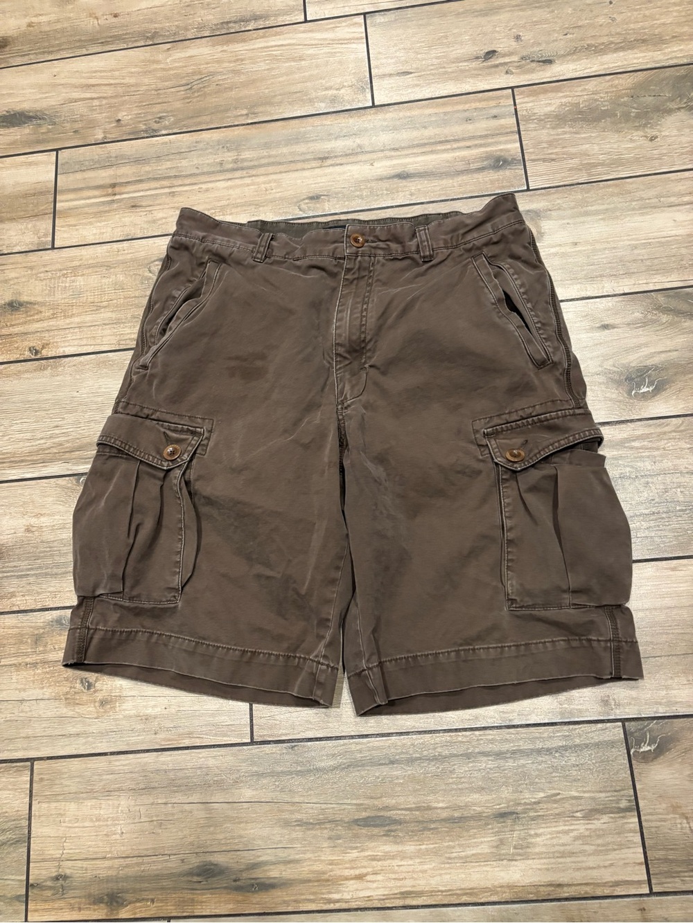 Vintage Banana Republic Brown Cotton Canvas Cargo Shorts Mens 34 11 inseam